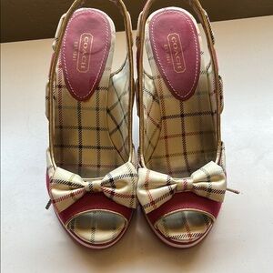 Coach pink and Cream Sandals with Bow Detail
